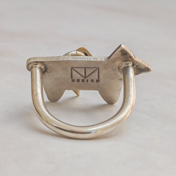 Thomas Mann “TM Design” Sterling & Brass Dog Ring w/ Kinetic Spike — Unisex, 5 - Picture 5 of 9